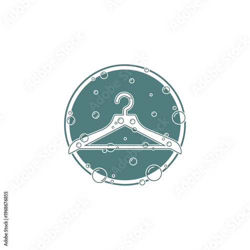 Laundry Hanger Icon Bubbles Circle