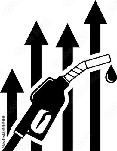 Oil Price Growth Concept – Fuel Pump and Chart Icon