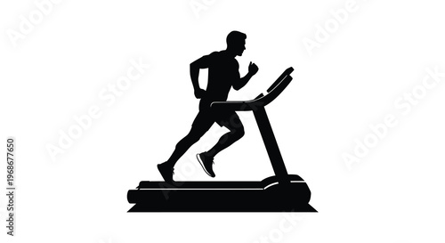 A dynamic depiction of a man running on a treadmill showcasing fitness and exercise in a striking silhouette high quality professional