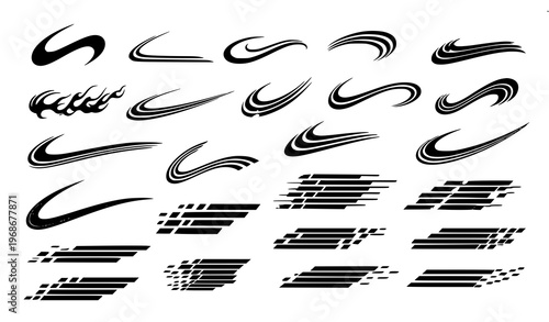 A collection of black and white swoosh vector graphic designs