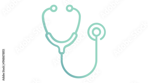 Minimalist teal gradient stethoscope vector icon illustration for medical healthcare concepts. Scalable flat design symbol for doctor, hospital, clinic, and diagnostic checkup services.