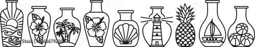 Line drawing of various laboratory glassware and equipment Vector