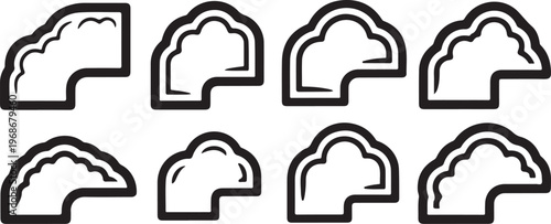 Black geometric wireframe pattern arranged in a grid layout Vector