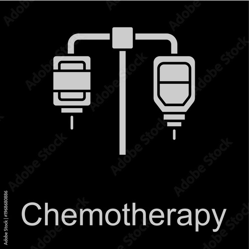 Chemotherapy White Vector Icon On Black Background 