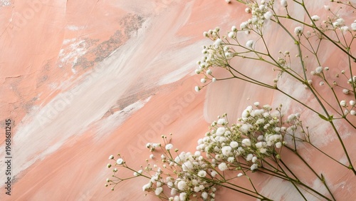 Colored background and white flowers.