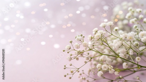 Colored background and white flowers.