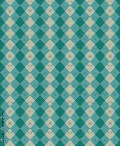 Classic argyle pattern seamless vector design with green diamonds ideal for textile seamless argyle textile pattern showcasing a sequence of interlocking diamonds