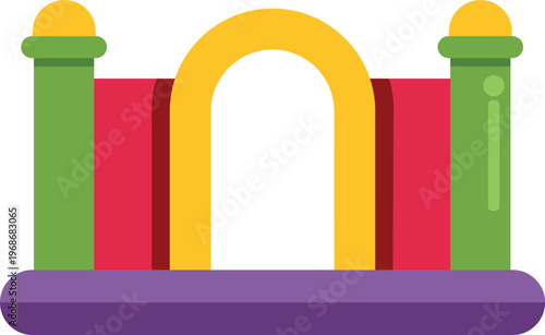 Colorful inflatable bouncy castle illustration for kids, playgrounds, parties, and entertainment themes.