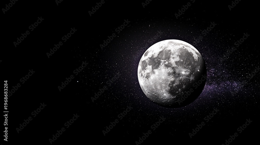 Fototapeta premium Lunar orb among stardust sparkles