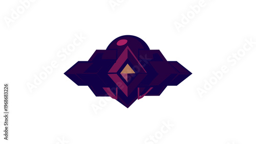 Futuristic purple and gold geometric constellation icon vector illustration. AI-generated sci-fi space rank badge or celestial emblem for gaming UI, technology branding, and digital design.