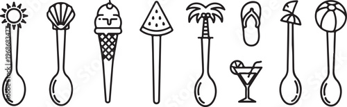 Simple line drawings of various types of lamps and lighting fixtures Vector