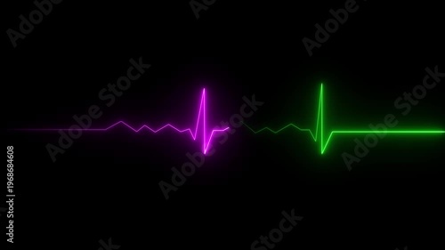 Neon heartbeat icon isolated on the background seamless loop animation 4k video...