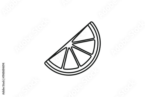 Versatile Black and White Lemon Slice Vector - Angled Citrus for Clean, Modern Branding