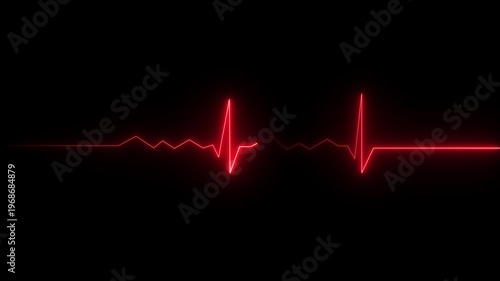 Neon heartbeat icon isolated on the background seamless loop animation 4k video...