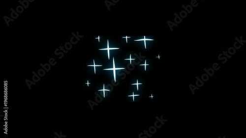 Twinkle star and sparkle fx 2d vector animation on transparent background, 2d star, flash, vector, doodles style stars blinking effects black screen.