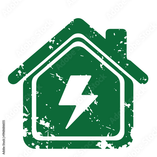 Green house with white lightning bolt and distressed texture green house white lightning bolt grunge effect