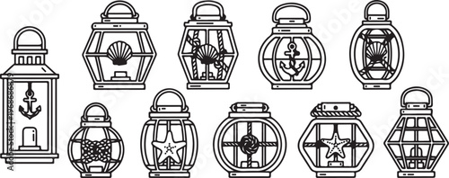 Classic drawing of 12 decorative coat of arms with intricate designs Vector