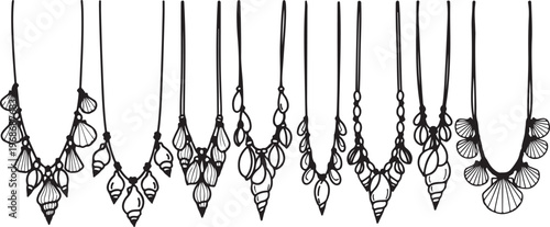 A series of black and white diagrams illustrating different flower plant structures Vector