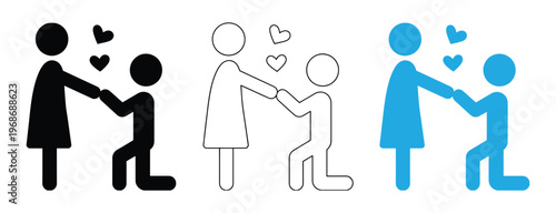 A set of stick figure icons depicting a parent and child with hearts, symbolizing love and care. Useful for family, parenting, or emotional concept illustrations.
