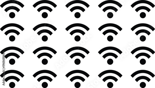 WiFi signal icon set in bold solid styles for wireless internet connection network hotspot communication technology and digital connectivity vector collection