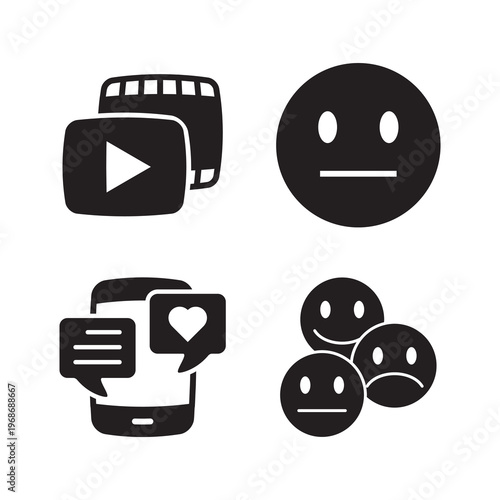 Social Communication Feedback Icon Set Solid