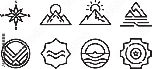 Various symbols and icons representing navigation, astronomy and architecture Vector
