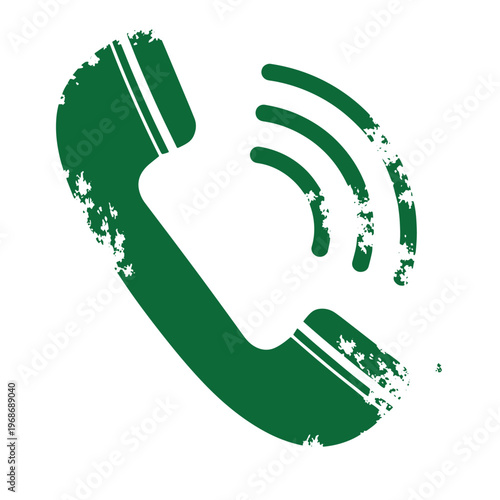 Green telephone receiver with signal waves