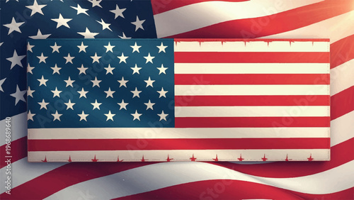 American flag, USA flag, patriotic symbol, vector illustration, red white blue colors