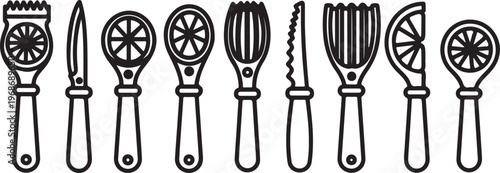 Collection of medieval weapons including swords, axes and mace on a white background Vector