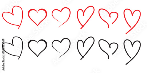 Love's Whispers: A collection of hand-drawn heart illustrations, each telling a unique story of affection, creating an artistic array of emotion, romance, and love.