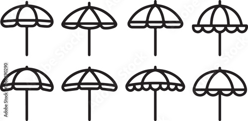 A set of eight different chair designs in two rows of four Vector