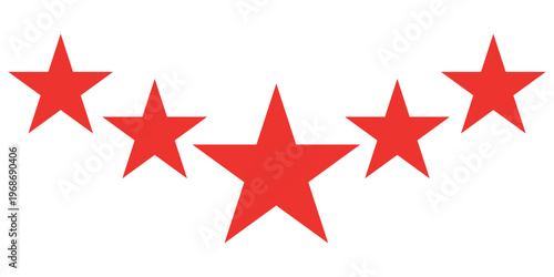 five star customer product review icon. red 5 star rating feedback for website, app, ui design.eps,10