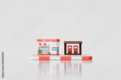 Fotografi 3d convenience store gas station icon