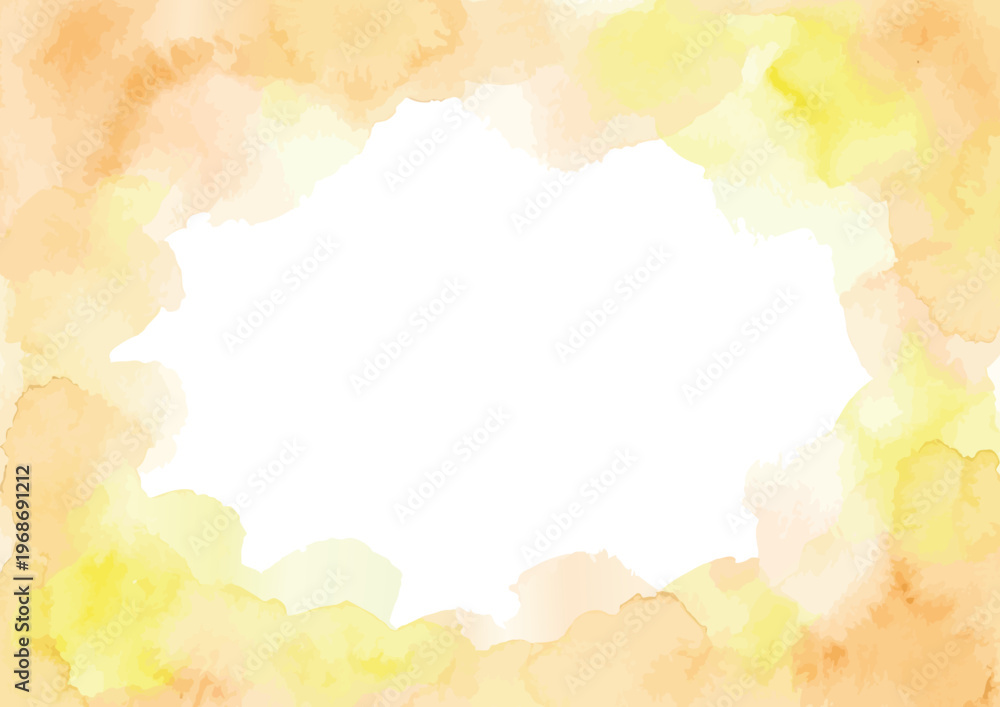 Obraz premium Watercolor-style elegant floral border frame, soft pastel splash background ／ 水彩フレーム
