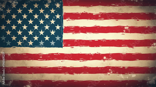 Vintage American flag, distressed USA flag, patriotic symbol, retro national emblem