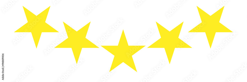 Obraz premium five star customer product review icon. Yellow 5 star rating feedback.