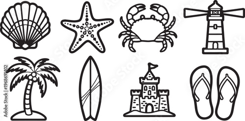 A collection of eight traditional japanese emblems and symbols Vector