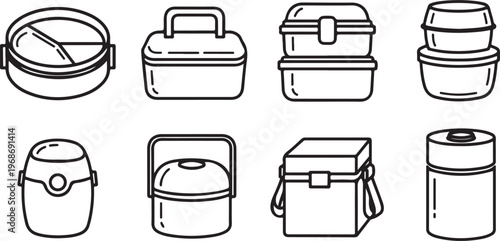 Various containers with lids including jars, tins, and boxes Vector