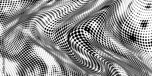 Dotted halftone texture background. Black and white pop art gradient overlay. Fading grunge gritty noise wallpaper. Weathered pixelated comic backdrop. Vector bitmap subtle vanishing surface