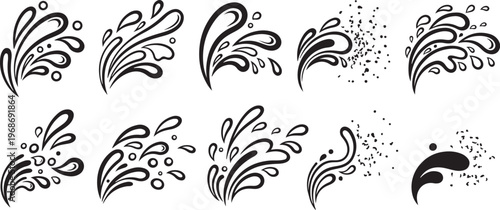 Black and white line drawings of various bird species in flight Vector