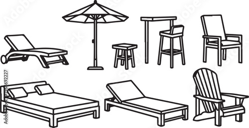 A collection of vintage and modern seating furniture designs Vector