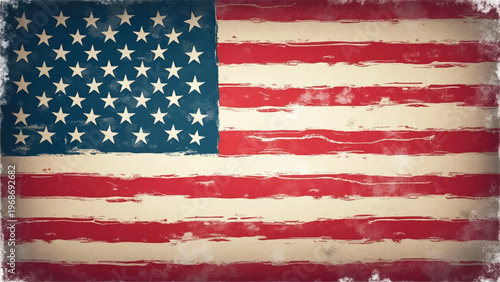 Vintage American flag, distressed USA flag, retro patriotic symbol, grungy national emblem