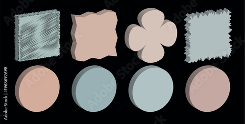 Multicolor 3D Spheres in Circle, Square & Flower Patterns with Scribed Zigzag and Soft Shadows on Black Background – Modern 3D Design 