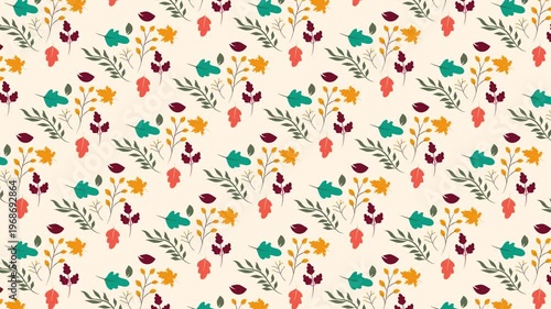 Autumn plants seamless pattern looping animation
