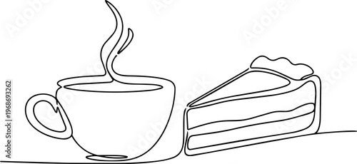 coffee and enjoying coffee moment  line art vector 