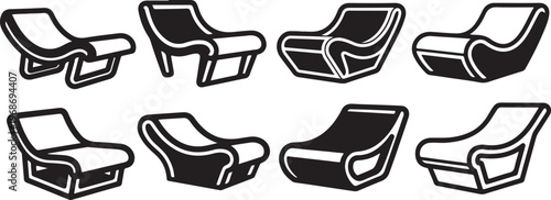 Black and white illustrations of various footwear styles and designs Vector