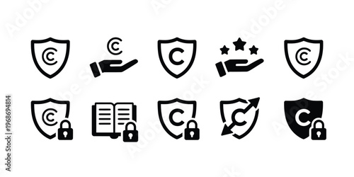 Copyright Protection Icon Vector Silhouette Style for Production and Media Use