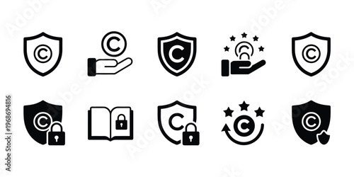 Copyright Protection Icon Vector Silhouette Design for Intellectual Property and Security