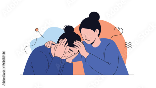 Supportive woman offering a comforting hug to a crying friend in a moment of sadness and empathy, illustrating emotional connection.