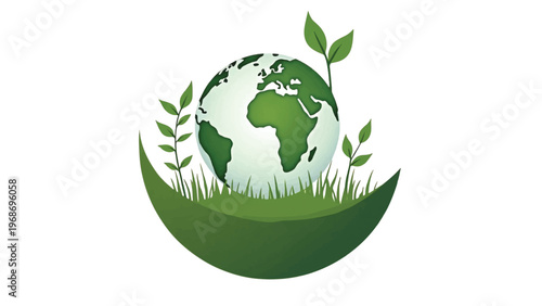 Eco friendly globe icon, green earth symbol, environmental logo, sustainable planet vector